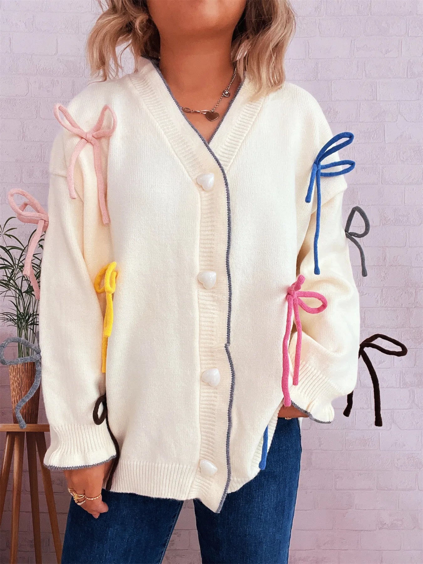 Bow Tie Button Up Cardigan - Fashorio