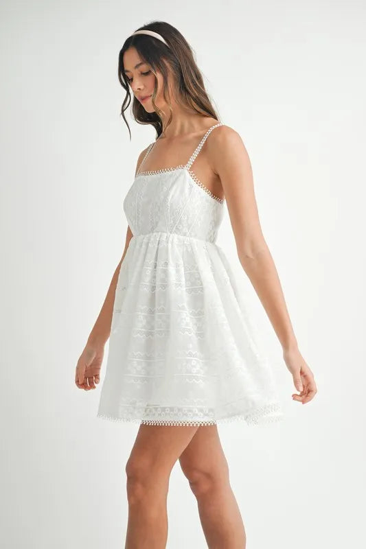 Eyelet Lace Babydoll Mini Cami Dress side view
