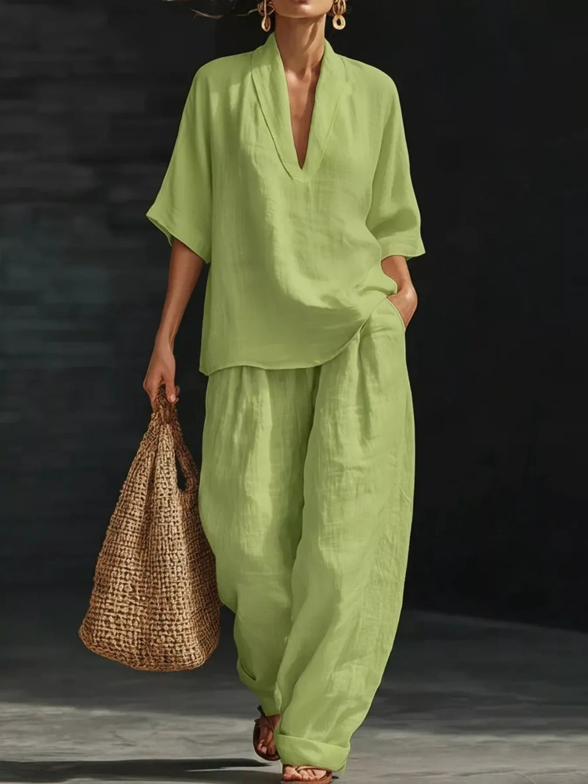Loose fit two piece set side view