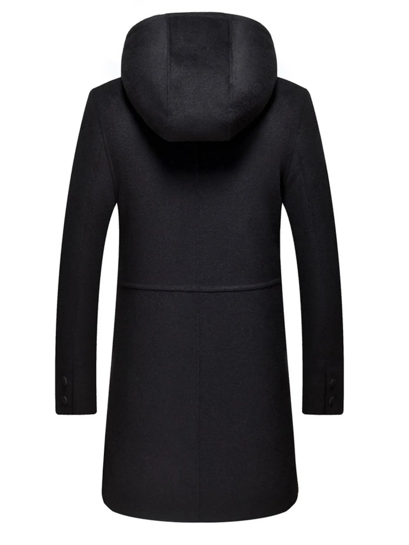 Men's Plus Size Zip Up Drawstring Hooded Wool Coat - Fashorio