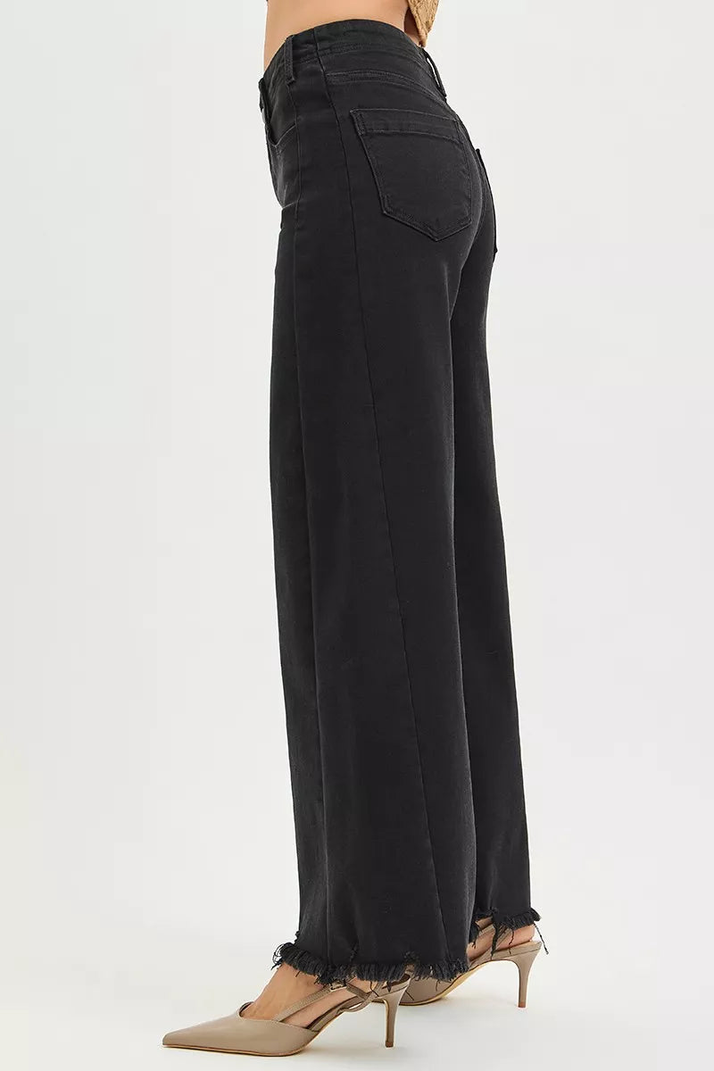 RISEN high rise palazzo jeans back view