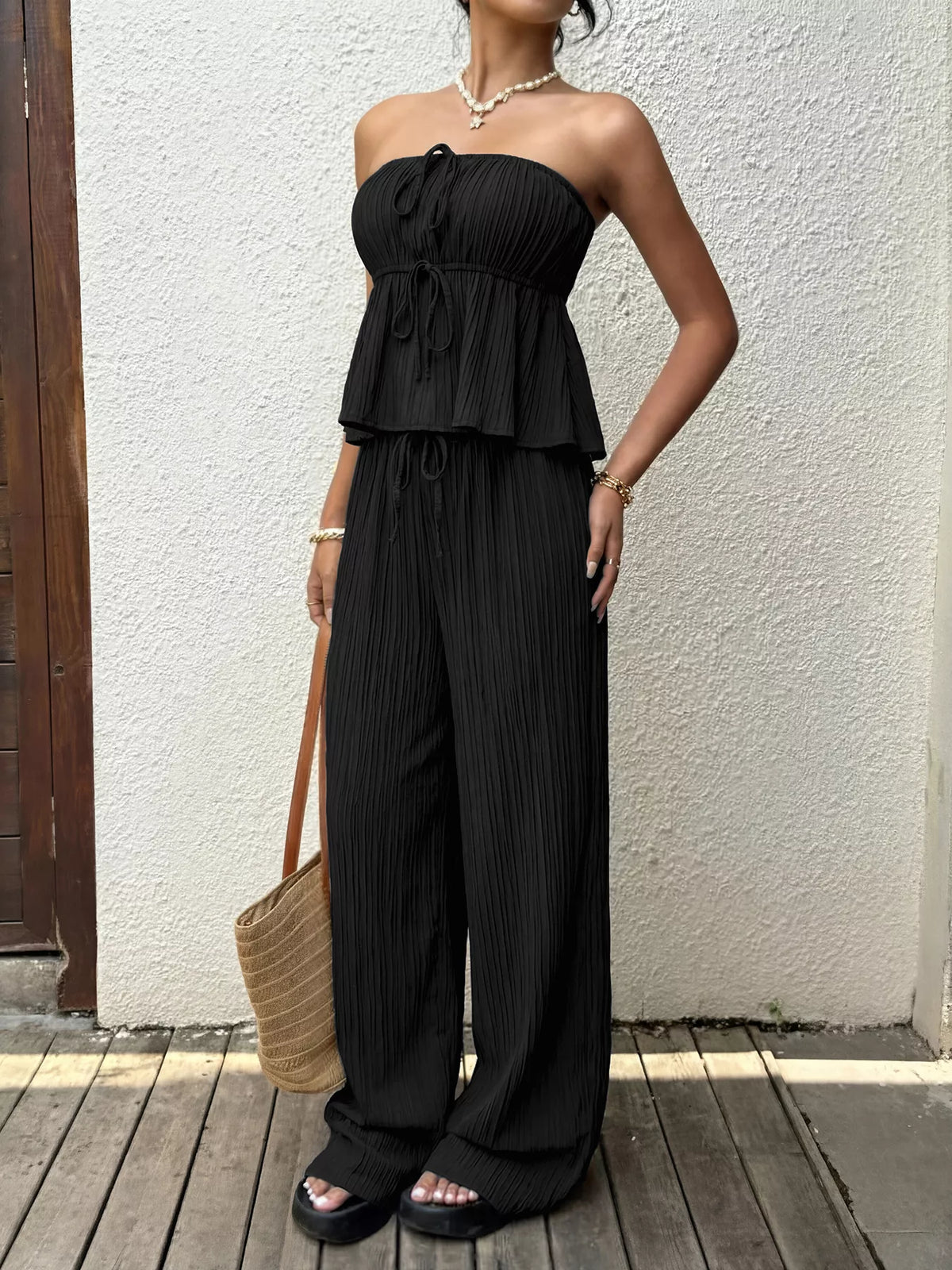 Tube Top and Wide Leg Pants Set, view 9