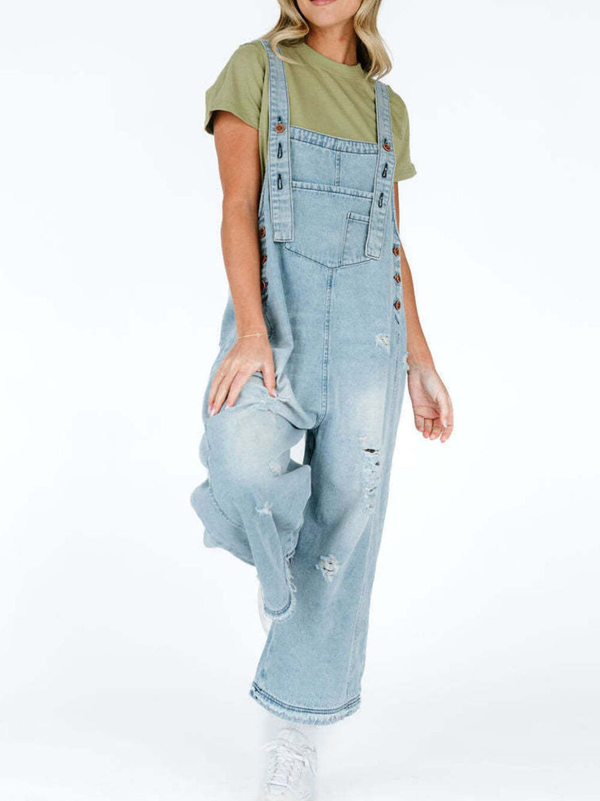Wide leg overalls back styling