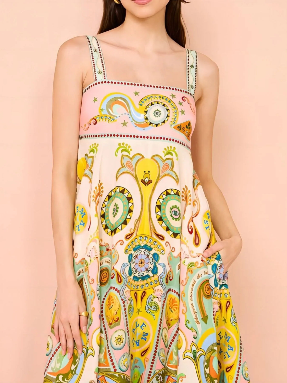 Paisley smocked summer dress back view