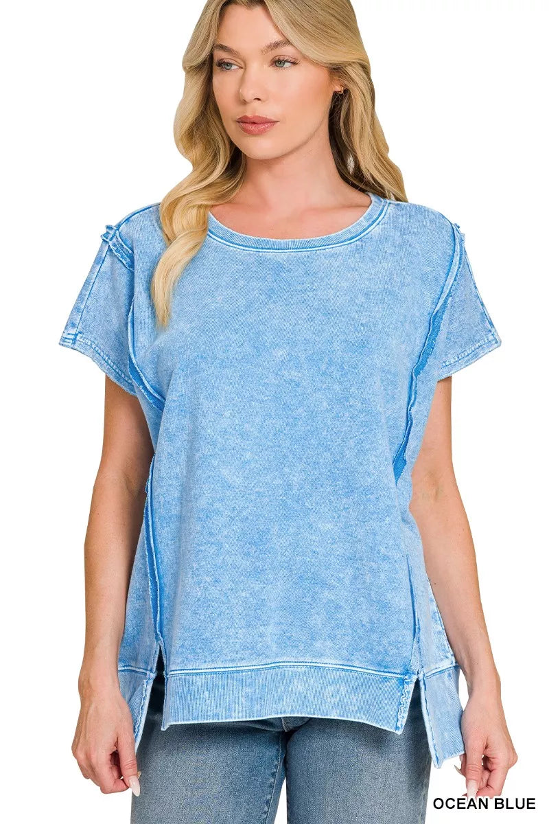 Zenana French terry high low top front