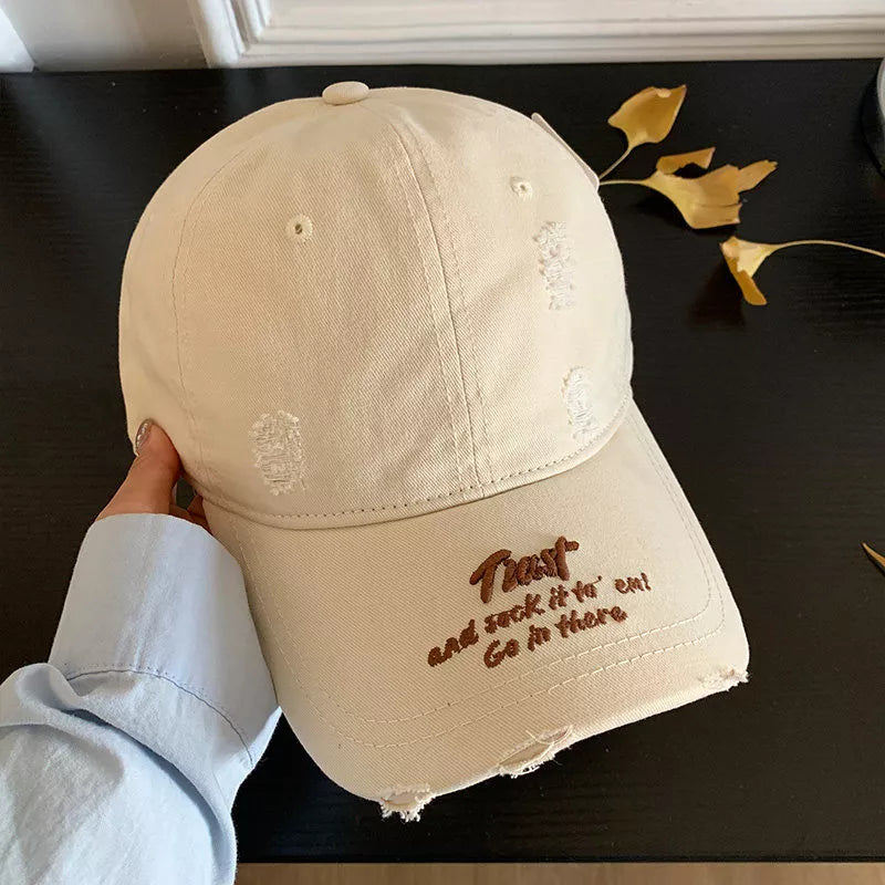 Womens distressed baseball cap colour range