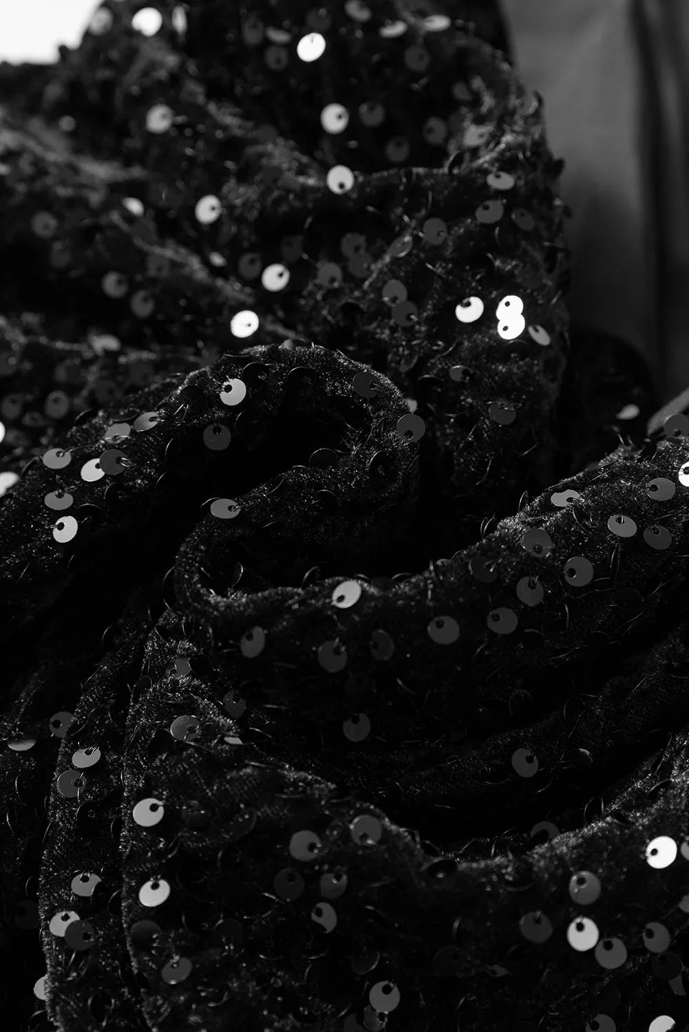 Sequin Long Sleeve Mini Dress in Black view 7