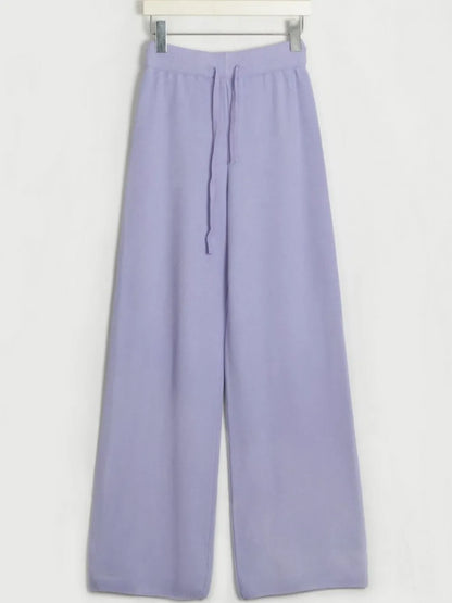 V-Neck Long Sleeve Top and Drawstring Pants Sweater Set - Fashorio