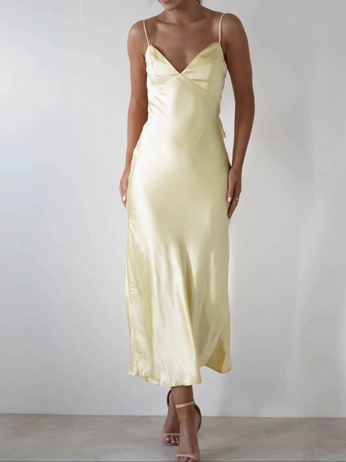 satin backless cami dress back detail