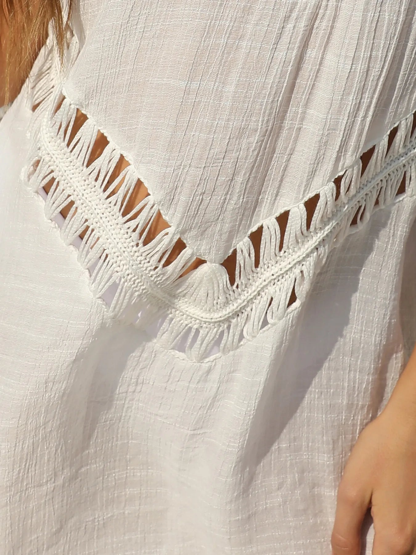 Crochet Detail Beach Cover Up Dress - Fashorio