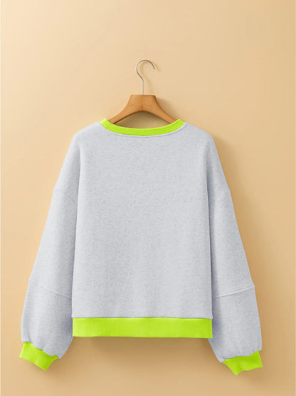 Contrast Trim Oversized Sweatshirt - Fashorio