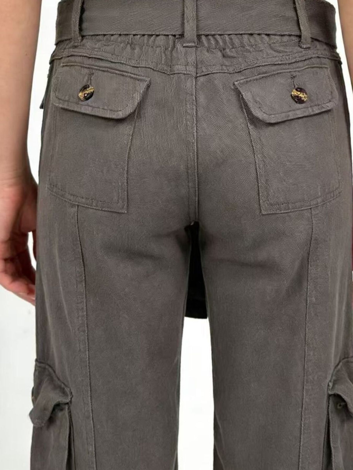 Wide leg cargo jeans full length styling