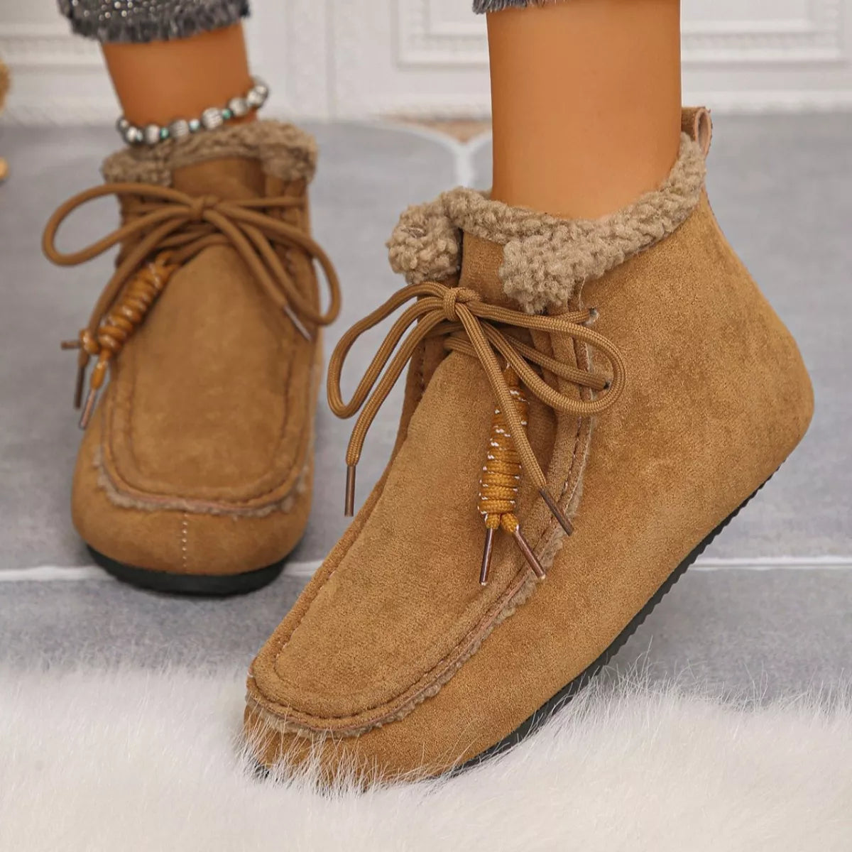 Lace up flat ankle boots side profile