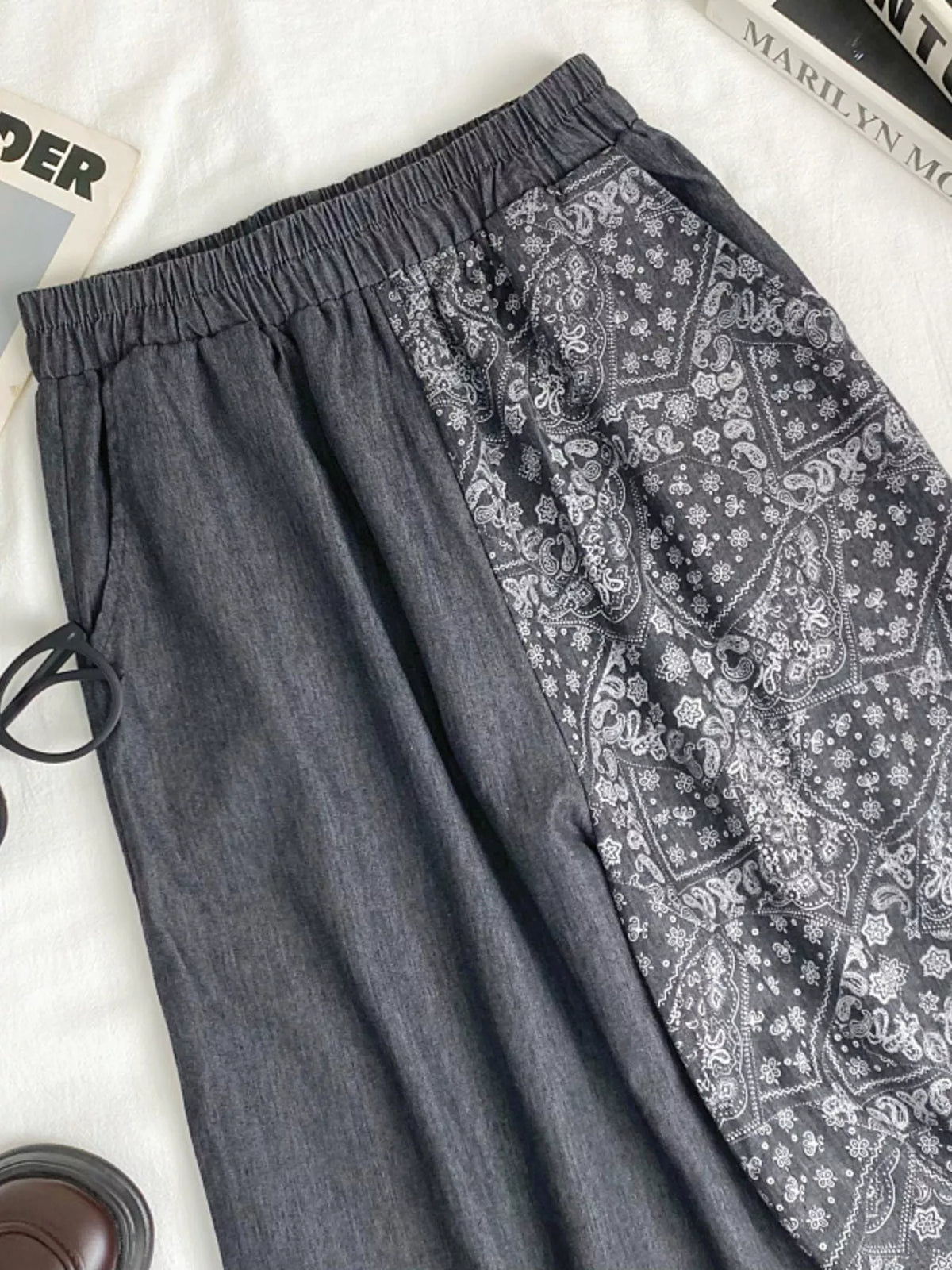 Elastic Waist Printed Denim Jeans, view 12