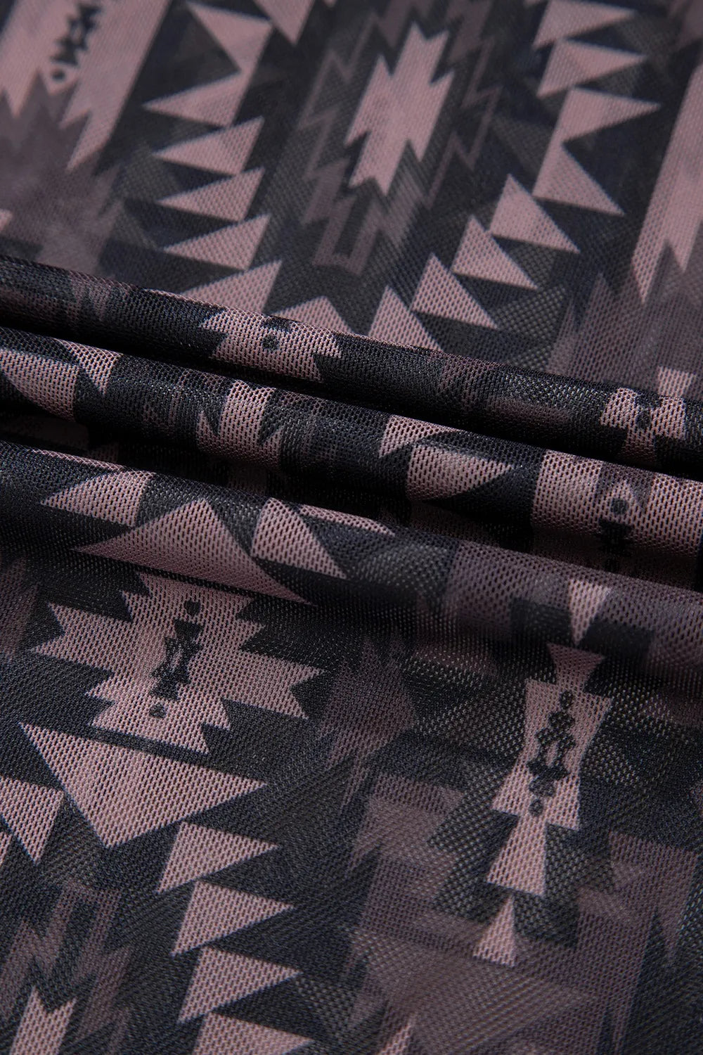 Coffee brown mock neck top fabric texture close up