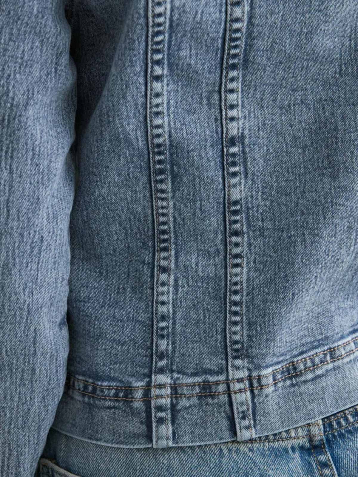 Classic Button Down Denim Jacket in Light Blue styled look