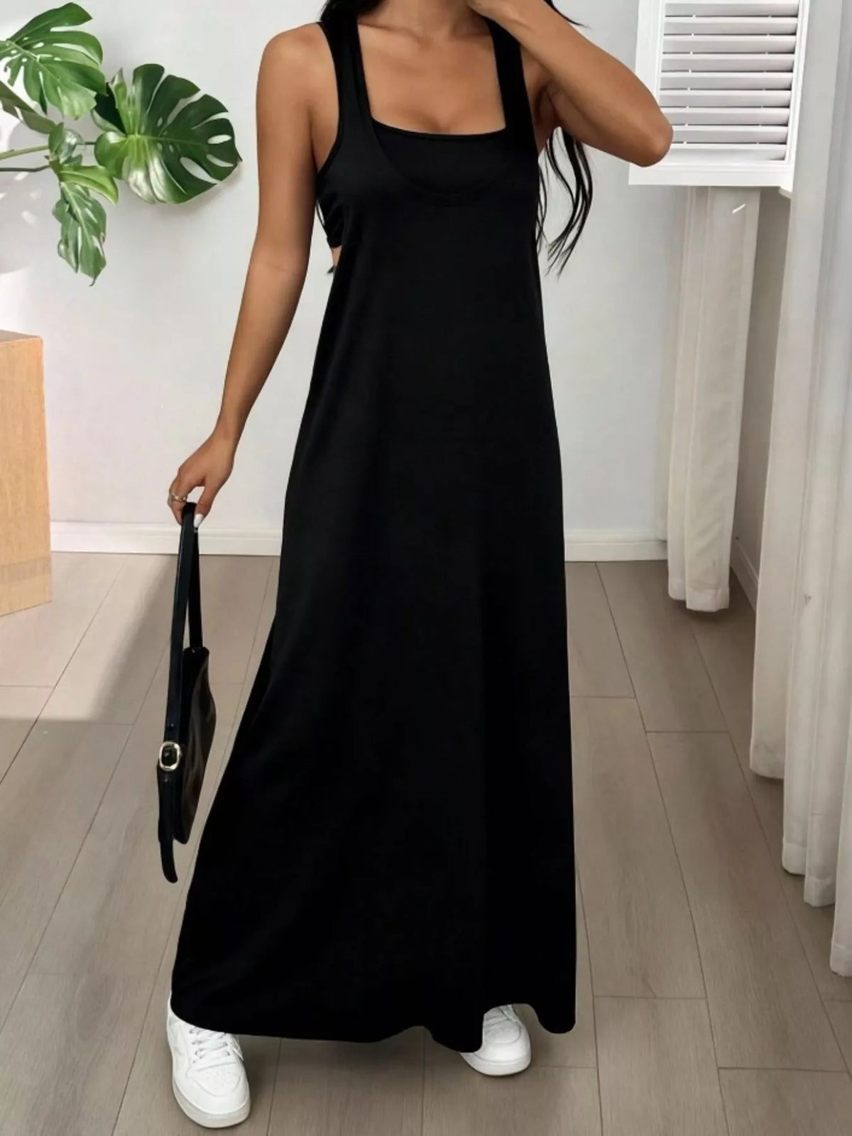 Scoop Neck Cami and Maxi Dress Two Piece Set, view 8