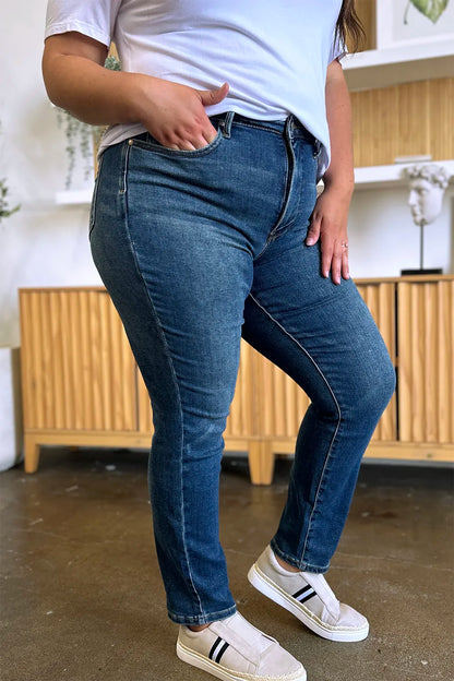 Judy Blue Full Size Tummy Control High Waist Slim Jeans - Fashorio