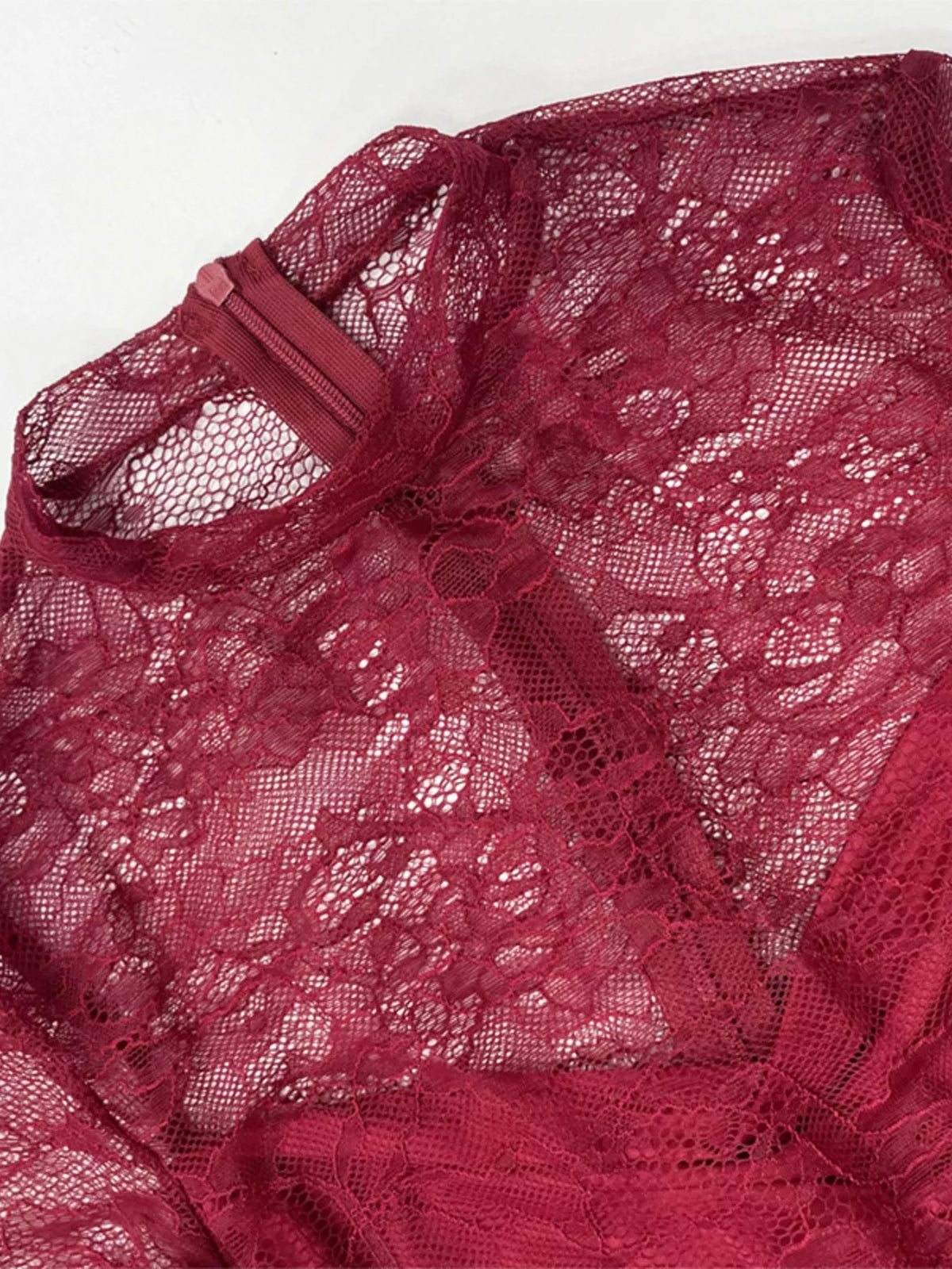 lace mock neck long sleeve maxi dress shoulder detail