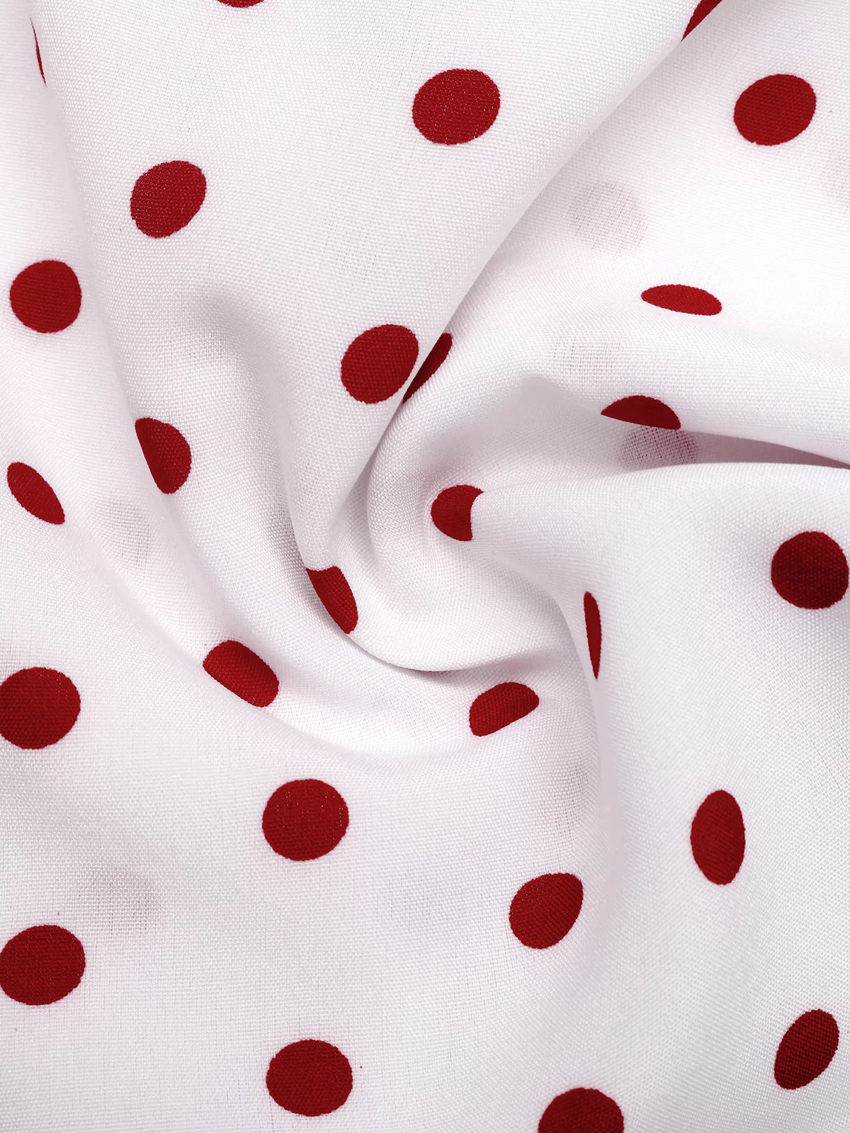 White polka dot ruched cami top side view