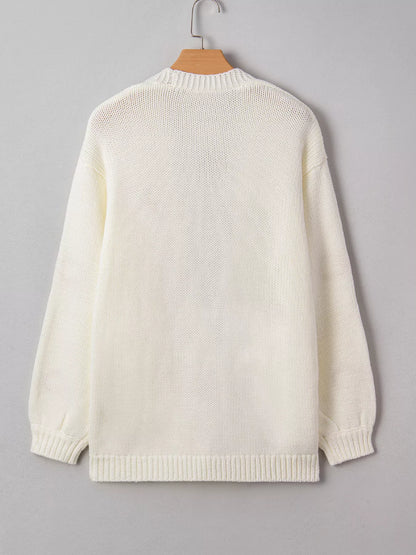 Halloween Pumpkin Embroidered Knit Cardigan - Fashorio