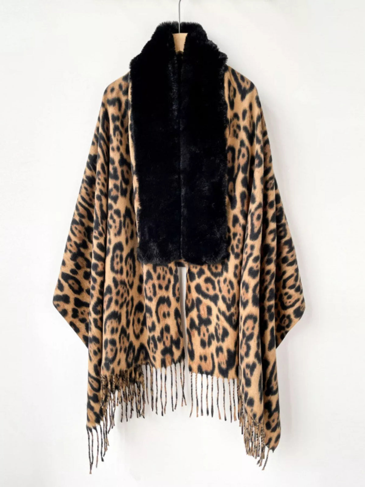 Faux fur wrap shown at full length