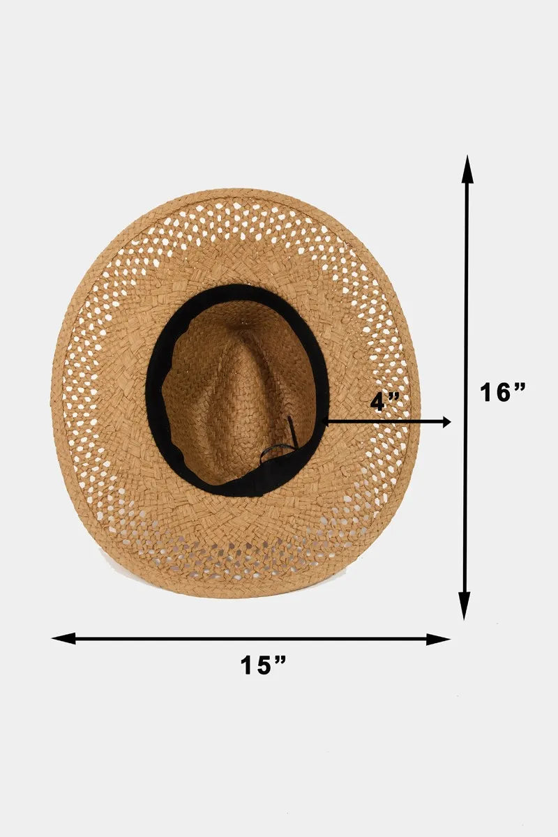 Fame Basket Weave Straw Sun Hat - Fashorio