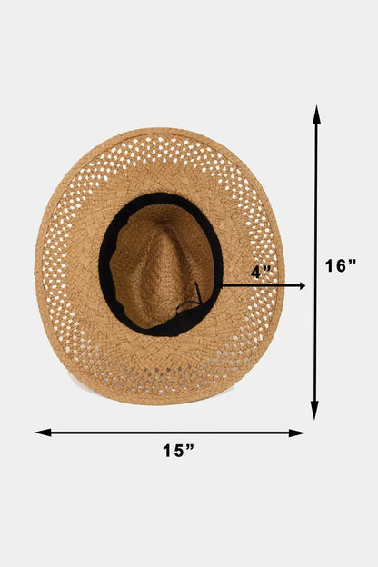 Fame Basket Weave Straw Sun Hat - Fashorio