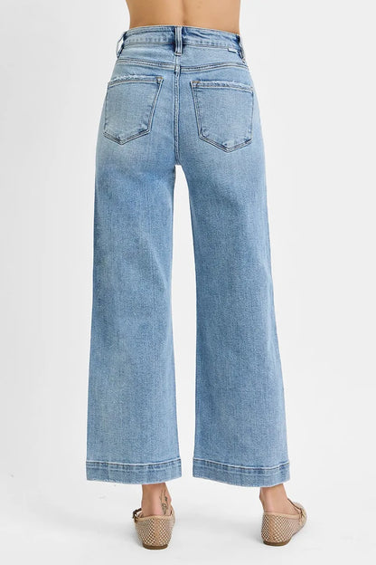 RISEN Full Size High Rise Crop Wide Leg Jeans Plus Size - Fashorio