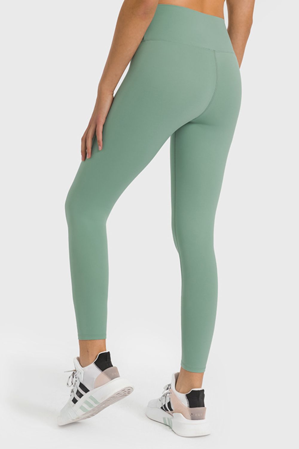 high waist ankle length yoga leggings side view