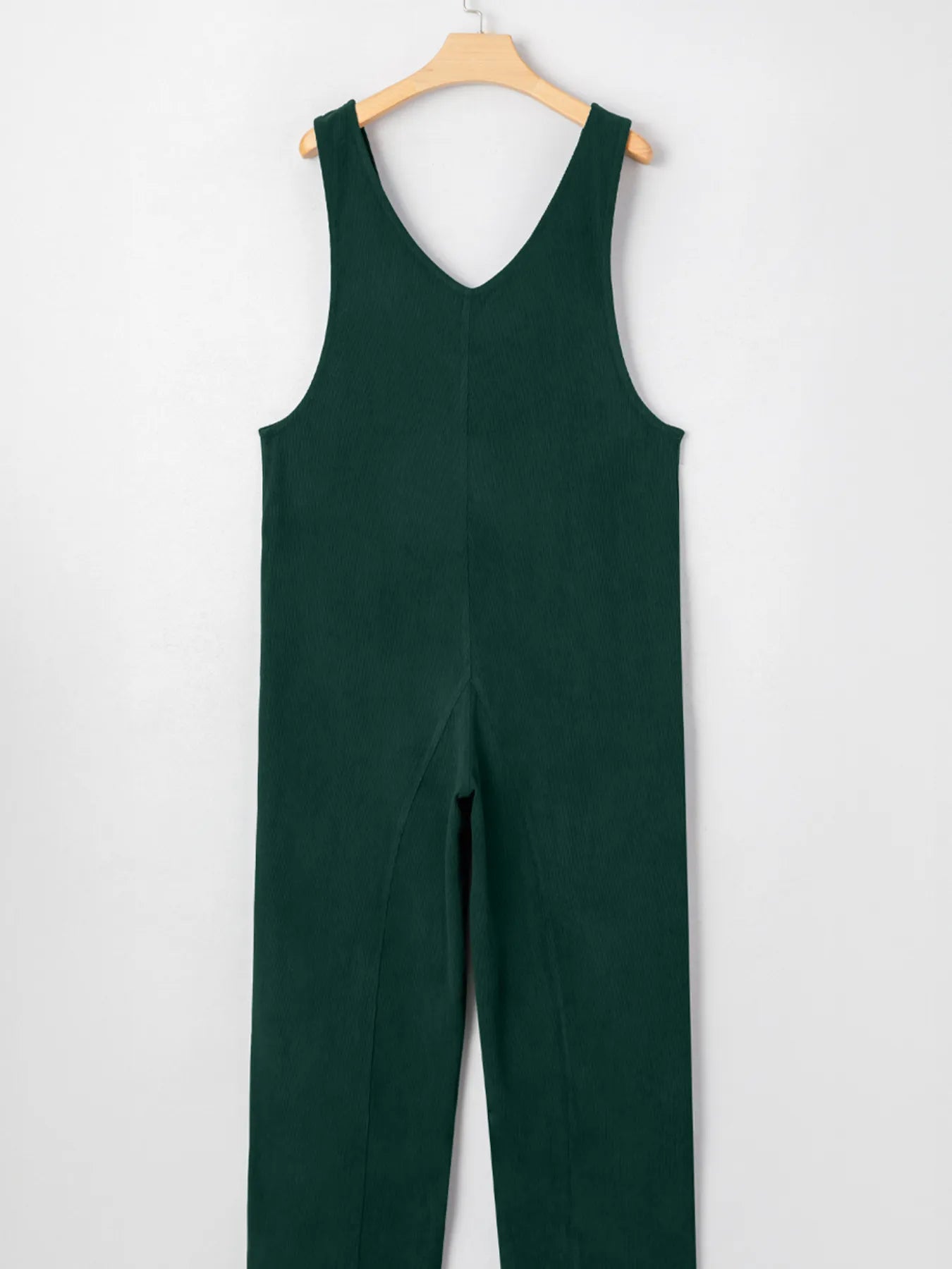 Corduroy V Neck Patched Pocket Sleeveless Jumpsuit - Fashorio
