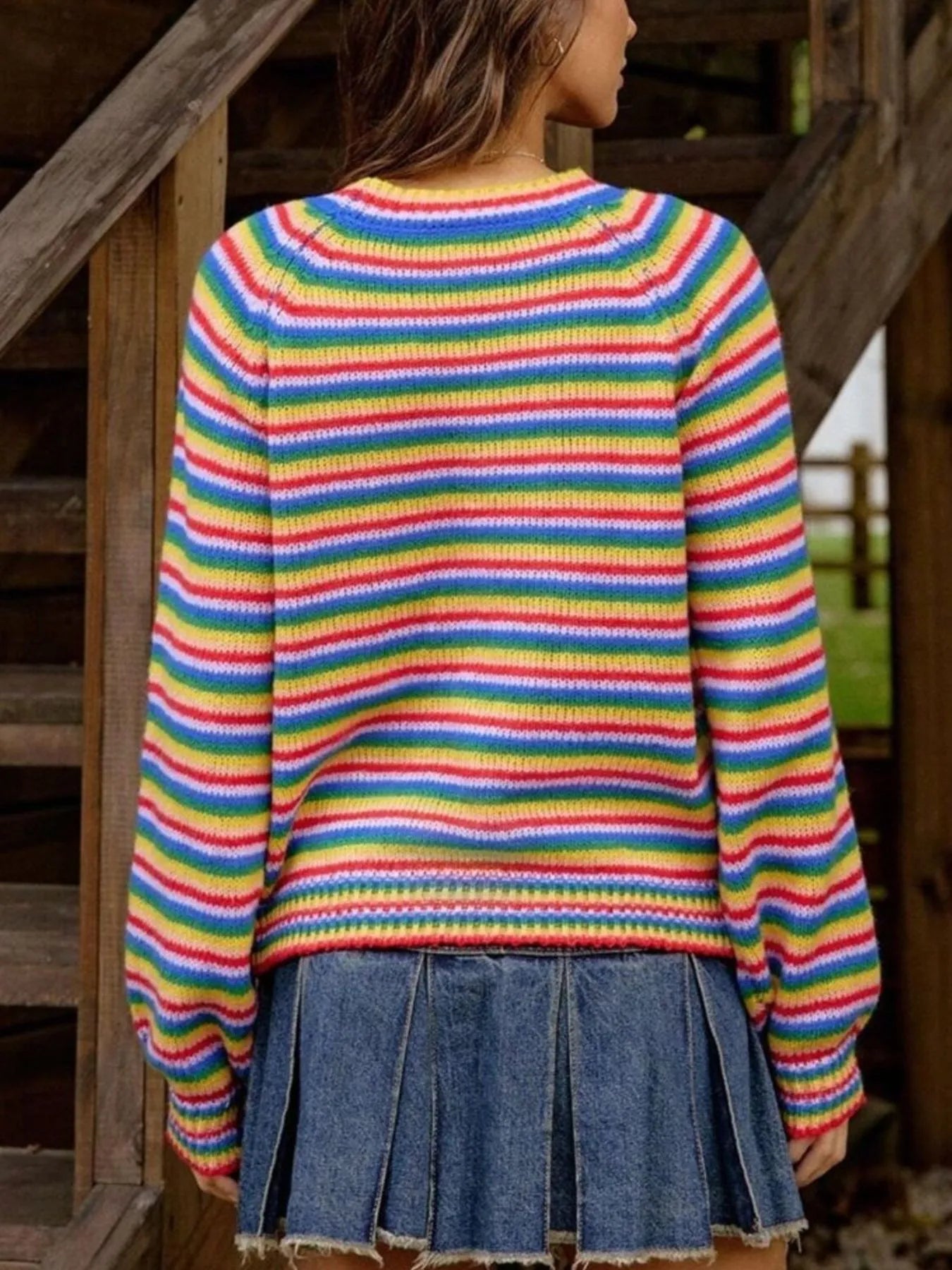 Rainbow Striped Pullover Sweater - Fashorio