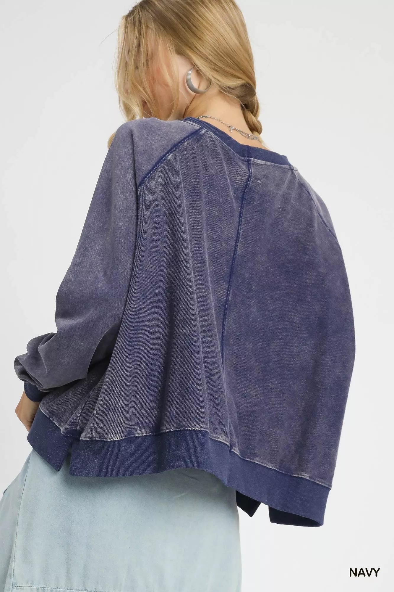 Umgee Mineral Wash French Terry Sweatshirt - Fashorio