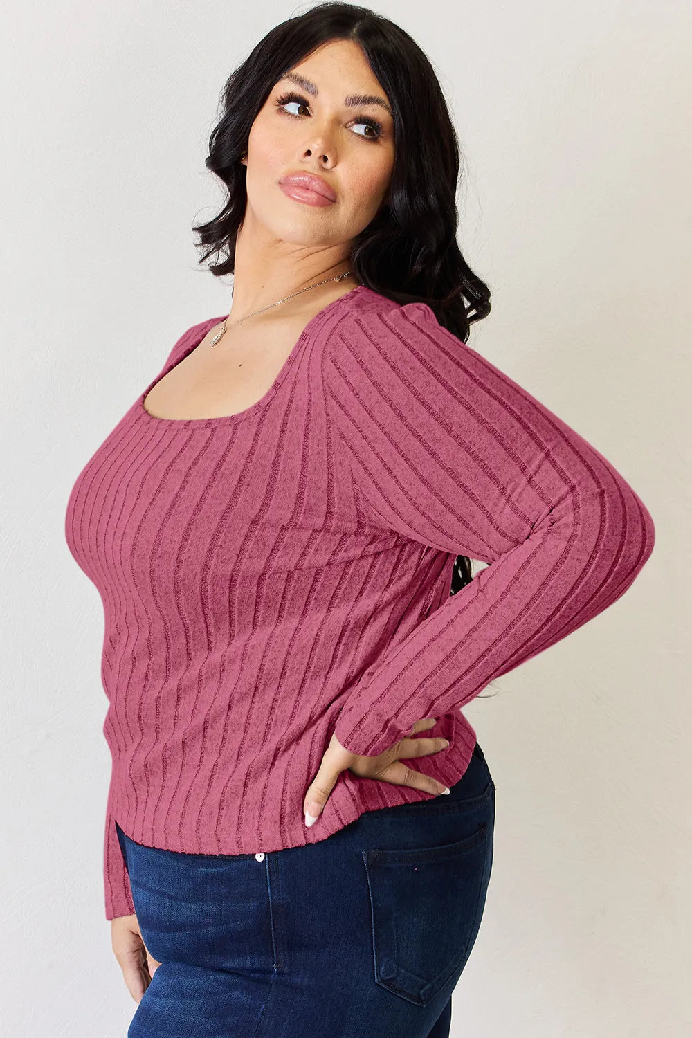 Basic Bae Ribbed Long Sleeve Top, view 33