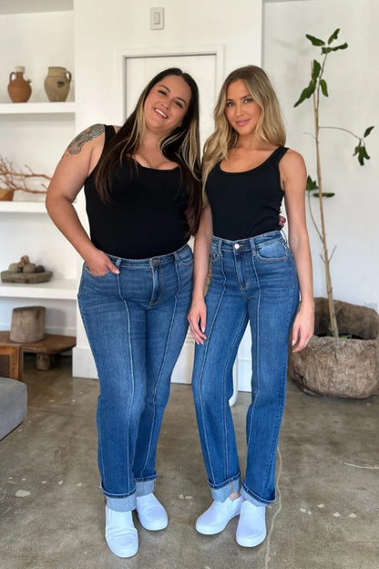 Judy Blue High Waist Front Seam Straight Jeans – Full Size Denim - Fashorio