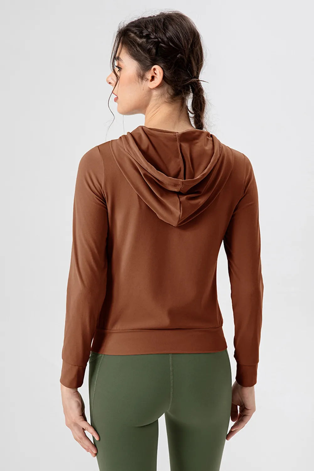 Drawstring zip up jacket full view