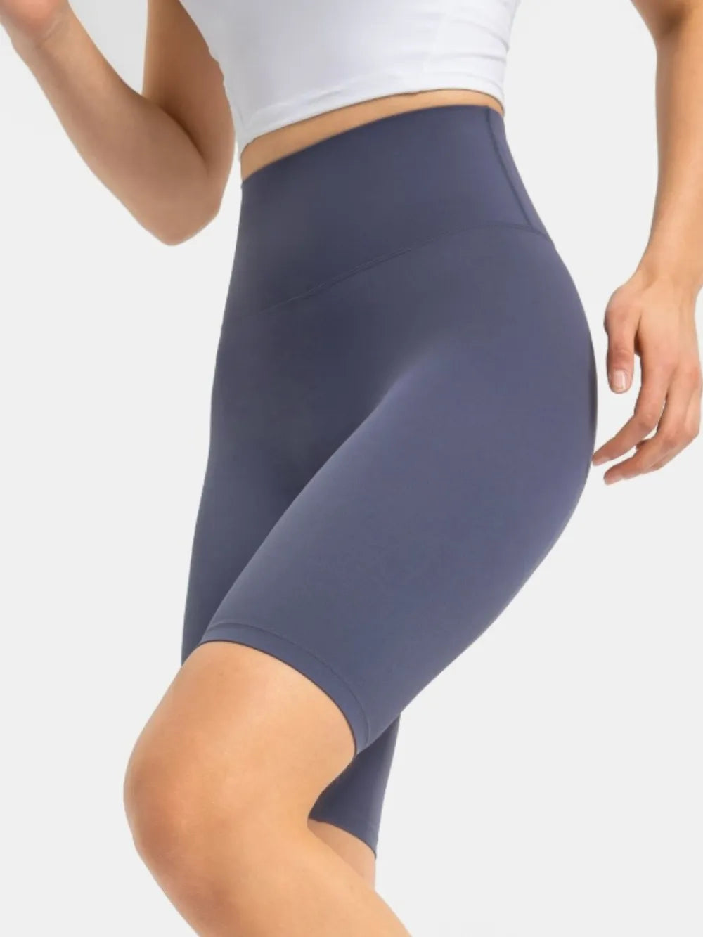 high rise wide waistband active shorts detail view 24
