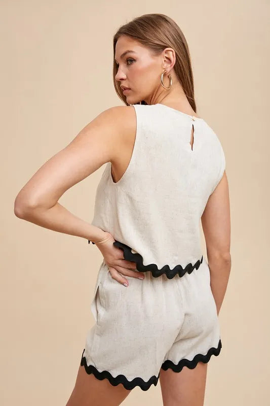 Annie Wear Ric Rac Trim Detailed Top & Shorts Set - Fashorio