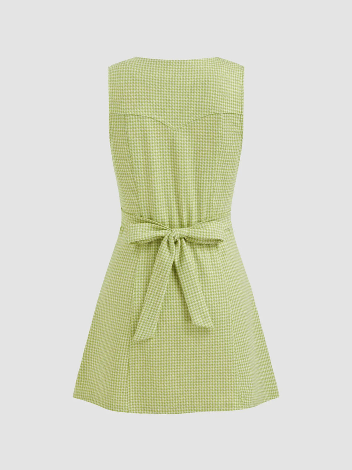 gingham button front mini dress side profile