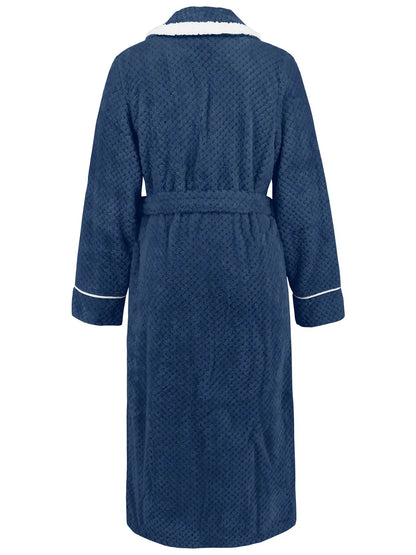 Contrast Trim Tie Waist Lounge Nightgown with Pockets - Fashorio