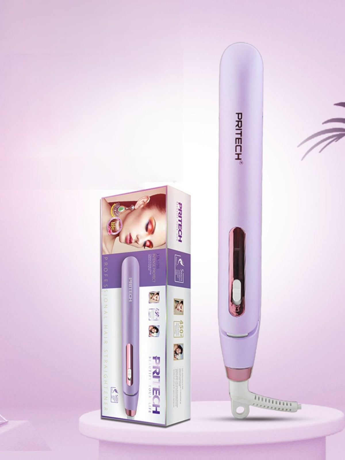 Fast heating hair straightener in purple