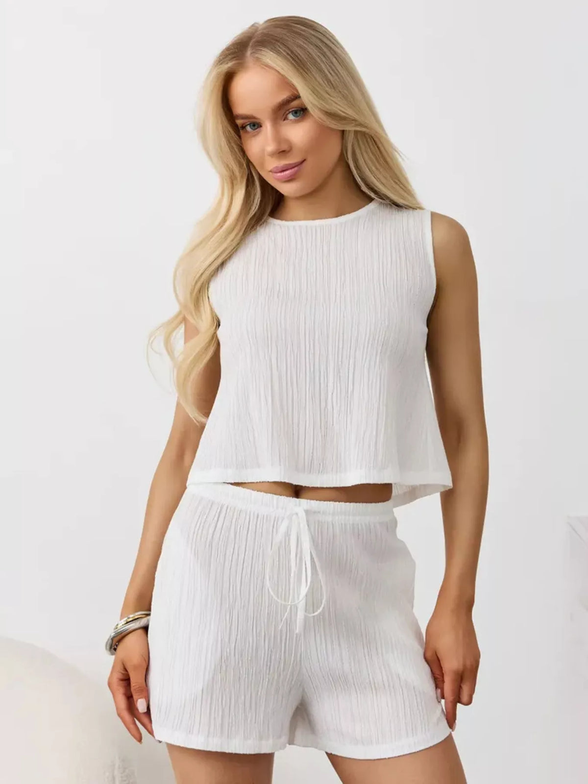 Textured coordinated set full look