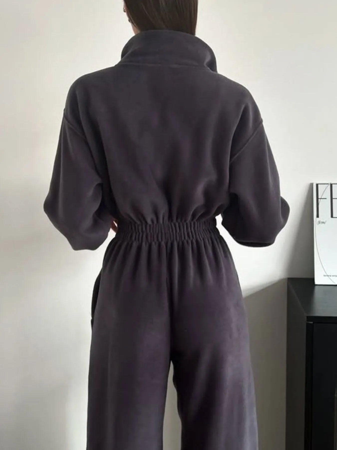 Zip Front Long Sleeve Jumpsuit - Fashorio