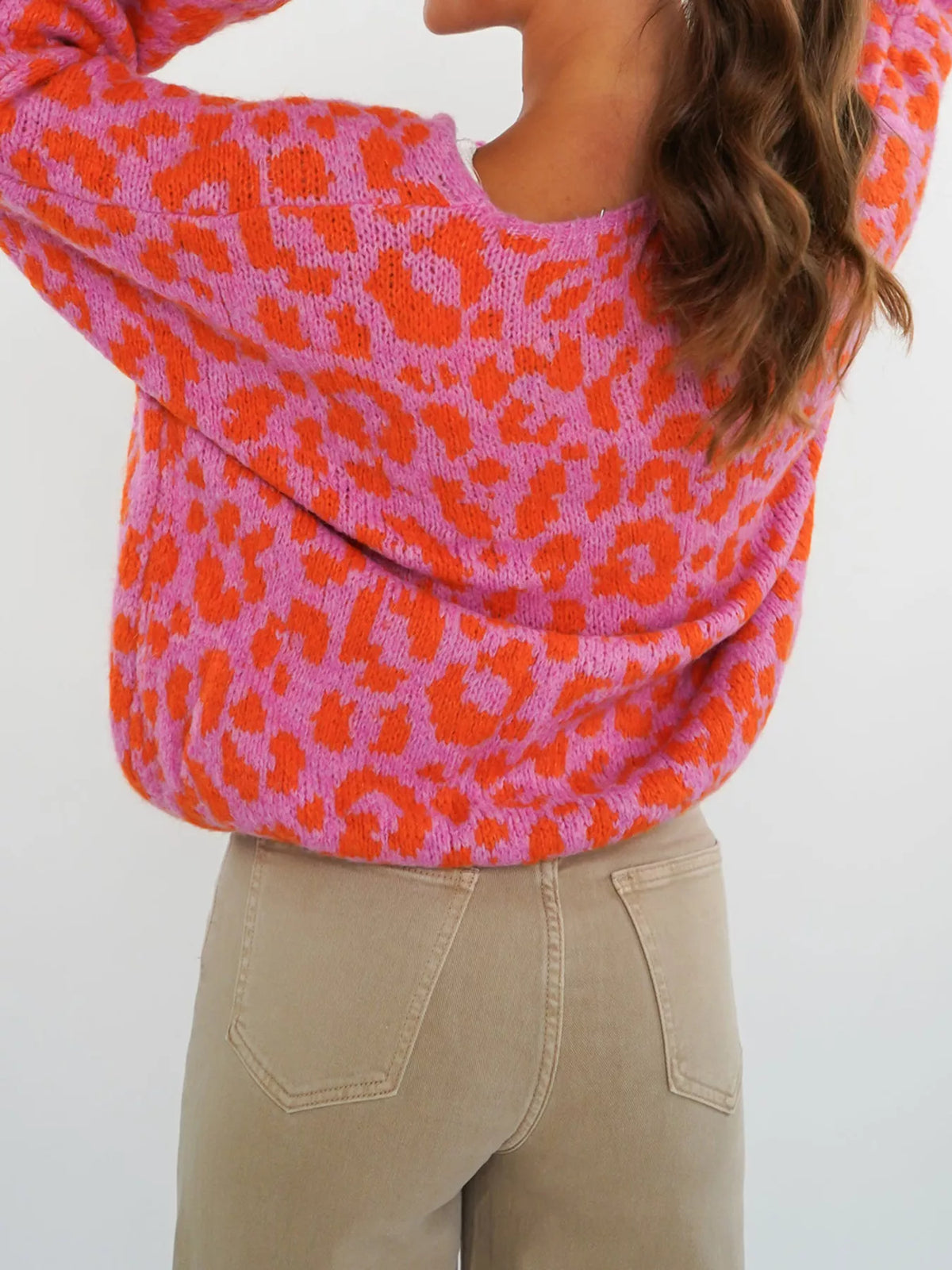 Long tie front cardigan side view
