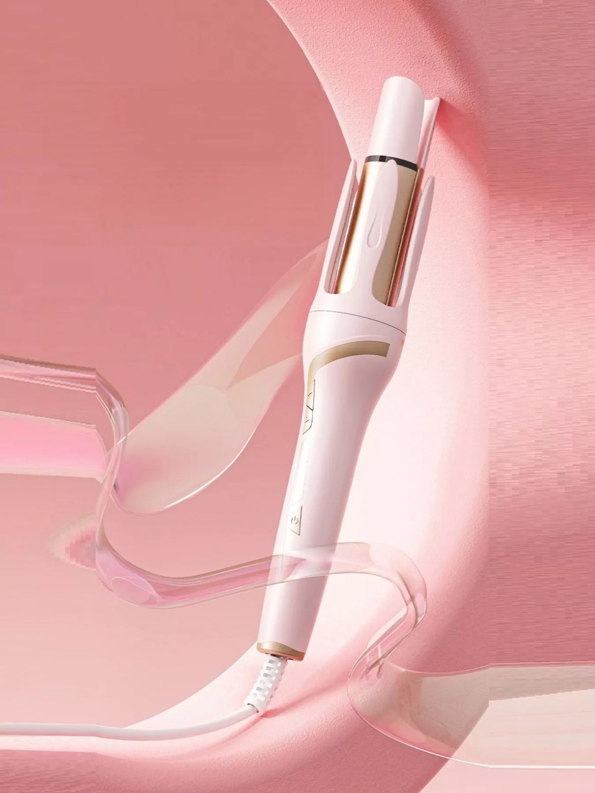 Blush pink automatic rotating curling iron