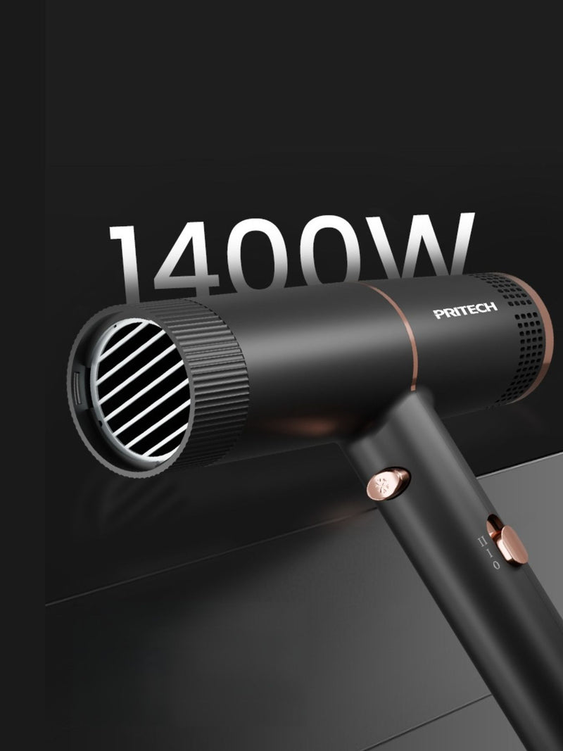 Low noise household hair dryer in black