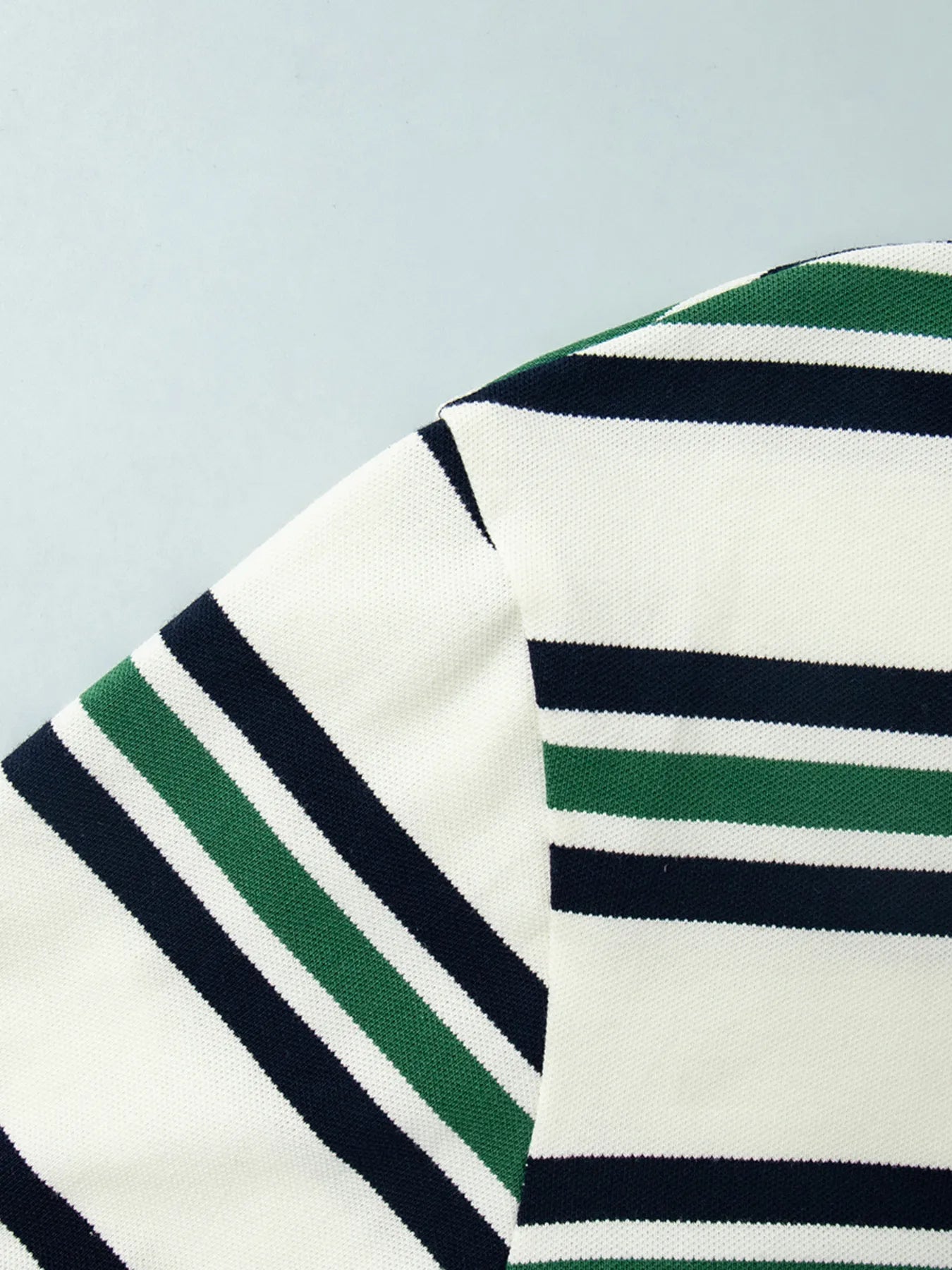 Striped Polo T-Shirt with Contrast Collar - Fashorio