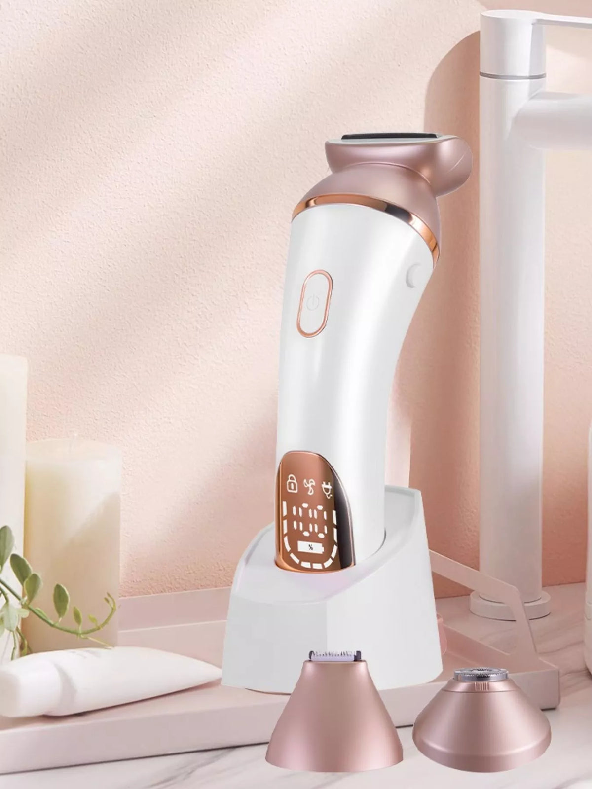 Rose gold electric epilator hair removal device