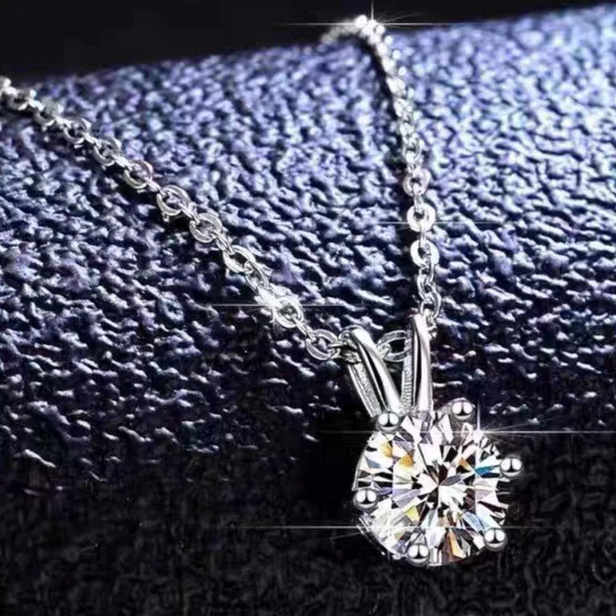 Moissanite pendant necklace in 925 sterling silver on a fine chain