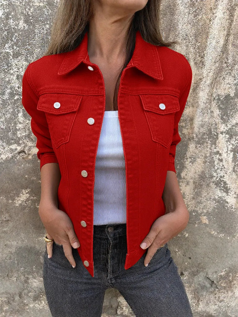 Button Front Closure Denim Jacket - Fashorio